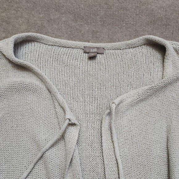 J Jill  Open Tie Front Silk Cardigan Sweater Womens XL Pockets Gray 3/4 Sleeve - Picture 4 of 8